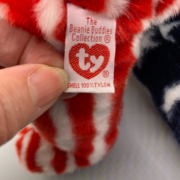 Ty Beanie Buddies 1999 Spangle Red White Blue Patriotic Flag Bear - Picture 8 of 9